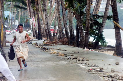 BORACAY, PHILIPPINES - NOVEMBER 8 2013: Super Typhoon Haiyan hits the central Philippines